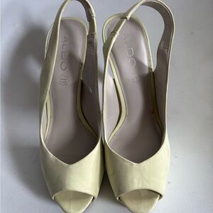 ALDO Pale Yellow Peep-Toe Slingback Heels